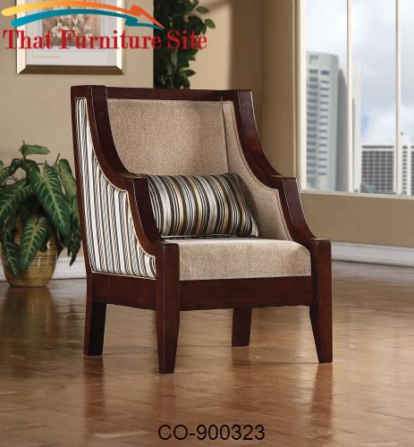 Accent Seating Exposed Wood Accent Chair with Striped Upholstery by Co