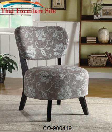 Grey / White  Floral  Accent  Chair by Coaster Furniture  | Austin