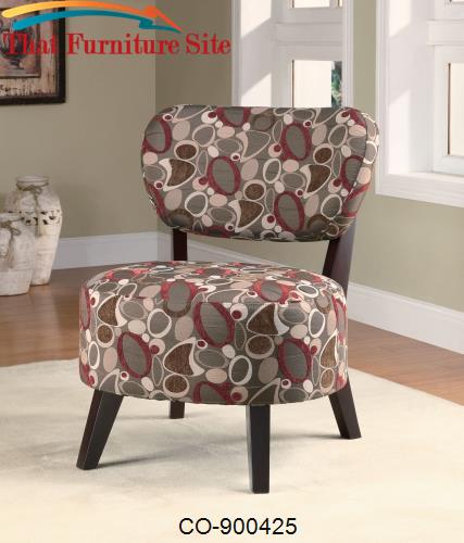 Oblong Pattern Accent  Chair Dark Brown Wood Legs by Coaster Furniture