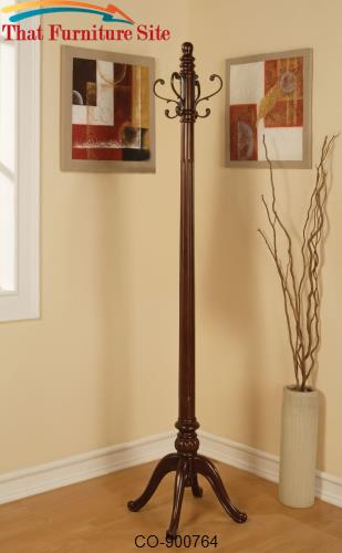 Accent Racks Wood Coat Rack with Antique Brass Hooks by Coaster Furnit