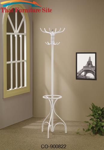 Accent Racks White Metal Coat Rack with Umbrella Holder by Coaster Fur