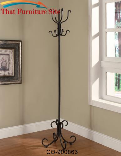 Accent Racks Black Metal Coat Rack with Curved Feet by Coaster Furnitu