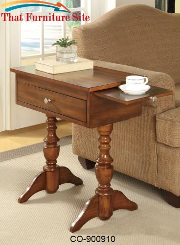 Accent Tables Warm Brown Chairside Table with 1 Drawer by Coaster Furn