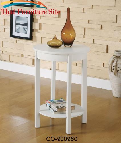 Accent Tables White Circular End Table with Inlay Shelf by Coaster Fur