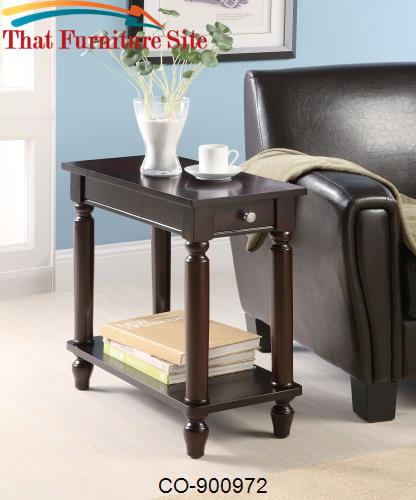 Accent Tables Cappuccino Chairside Table with Lower Shelf by Coaster F