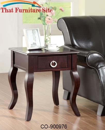 Accent Tables Cappuccino Accent Table with Curved Legs by Coaster Furn