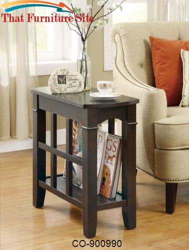 Accent Tables Casual Cappuccino Chairside Table with Magazine Rack by 