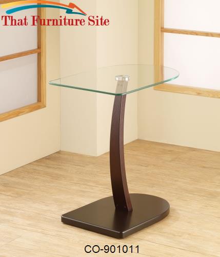 Accent Tables Semi-Oval Snack Table with Glass Top by Coaster Furnitur
