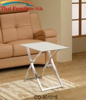 Accent Tables White &amp; Chrome Snack Table with &quot;X&quot; Base by Coaster Furniture 