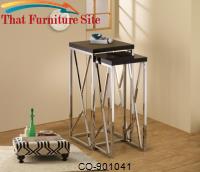 Nesting Tables Tall 2 Piece Nesting Table with Gloss Black Table Tops by Coaster Furniture 