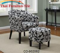 Accent Seating Barrel Back Accent Chair and Ottoman Set with White and Gray Floral Print by Coaster Furniture 