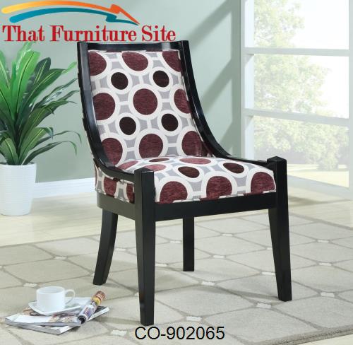 Accent Seating Modern Accent Chair with Geometric Fabric and Black Woo