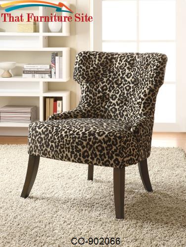 Accent Seating Safari Inspired Leopard Print Accent Chair with Lean Ta