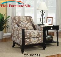 Accent Seating Contemporary Accent Chair with Slightly Leaned Back and Exposed Wood Accents by Coaster Furniture 