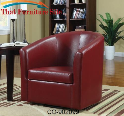 Accent Seating Contemporary Styled Accent Swivel Chair in Red Vinyl Up
