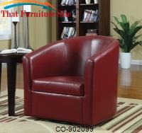 Accent Seating Contemporary Styled Accent Swivel Chair in Red Vinyl Upholstery by Coaster Furniture 