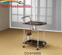 Kitchen Carts Serving Cart with Bottle Holders &amp; Stemware Rack by Coaster Furniture 