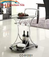 Kitchen Carts Serving Cart with 2 Black Glass Shelves by Coaster Furniture 