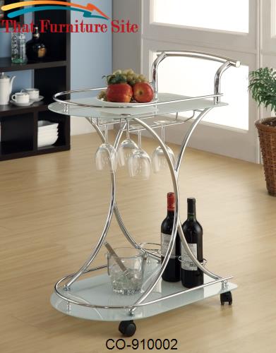 Kitchen Carts Serving Cart with 2 Frosted Glass Shelves by Coaster Fur