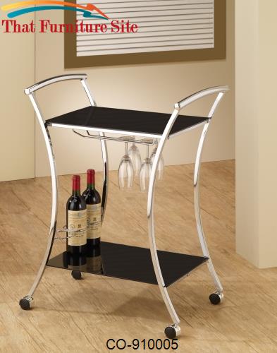 Kitchen Carts Modern Serving Cart with Black Glass Shelves by Coaster 