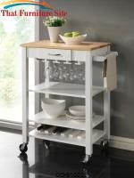 Kitchen Carts White/Natural Kitchen Cart with Butcher Block Top by Coaster Furniture 