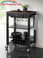 Kitchen Carts Black/Cherry Kitchen Cart with Butcher Block Top by Coaster Furniture 