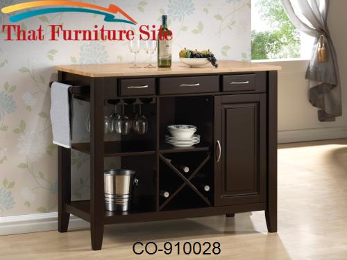 Kitchen Carts Kitchen Cart with Butcher Block Top by Coaster Furniture