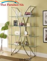 Bookcases X-Motif Chrome Finish Bookshelf with Floating Style Glass Shelves by Coaster Furniture 