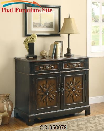 Accent Cabinets Two-Toned Accent Cabinet with Detailed Front Carvings 