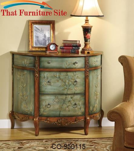 Accent Cabinets Antique Demilune Accent Cabinet with Floral Detailing 