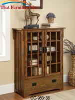 Curio Cabinets 2 Door Curio Cabinet with 4 Shelves &amp; Distressed Warm Brown Oak Finish by Coaster Furniture 