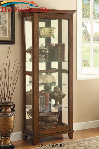 Curio Cabinets 5 Shelf Curio Cabinet with Warm Brown Finish &amp; Mirrored