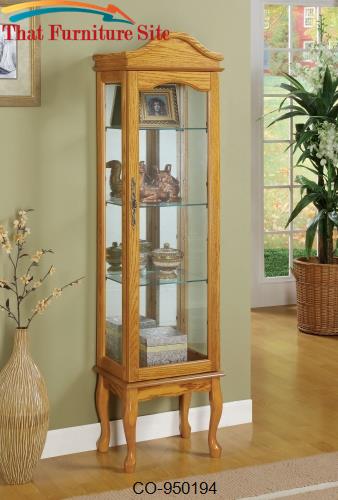 Curio Cabinets 4 Shelf Wood Curio Cabinet with Glass Panels &amp; Curved L