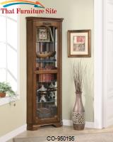 Curio Cabinets 5 Shelf Corner Curio with 1 Door &amp; Acanthus Leaf Top by Coaster Furniture 