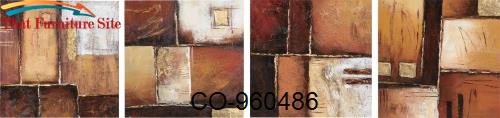 Wall Art Earth Tones  4 Piece Hand Painted Oil On Canvas by Coaster Fu